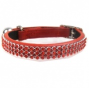 Red Jewel Leather Cat Collar